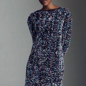 Anthropologie Velvet Sequin Shift Dress